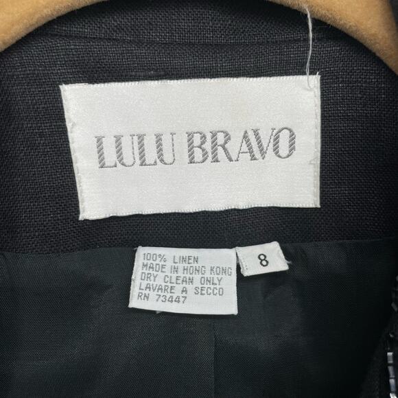 Lulu Bravo 8 Medium 100% Linen Blazer Beaded Single Breasted Elegant One Button - Picture 7 of 7